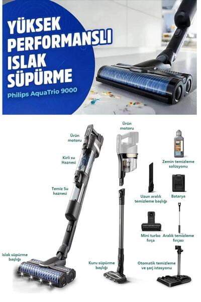 Philips Aqua Trio Yeni 3'ü 1 Arada (ISLAK, KURU VE MOPLU) Sarjlı Ve Kablosuz ...
