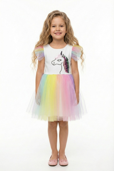 Ceylin Fashion Rochie de aniversare pentru fetițe, colorată, din tul și paiet...