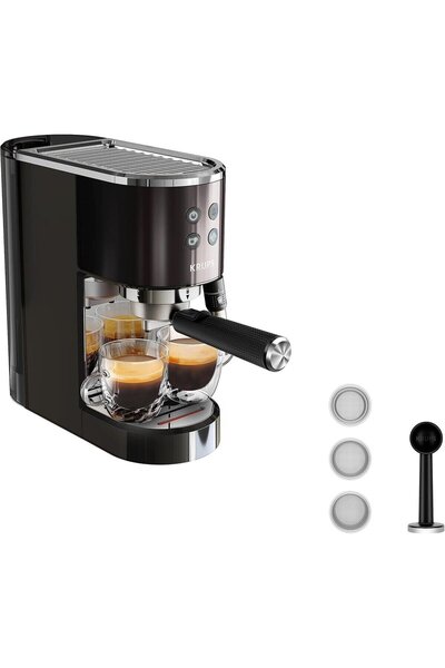 Krups ماكينة اسبريسو فيرتوزو XP444G، ضغط 15 بار، فوهة بخار من الفولاذ المقاوم للصدأ