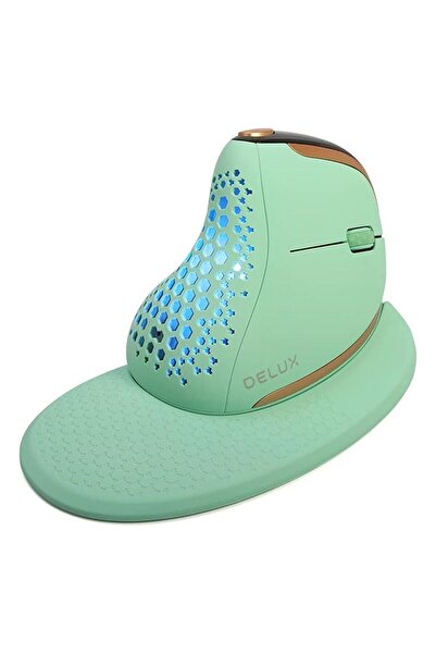 Delux Seeker Kablosuz Ergonomik Dikey Mouse, OLED Ekran - M618XSD-YEŞIL