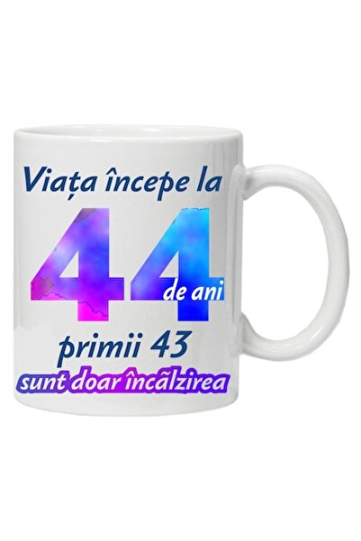 CRD PRINT Personalized mug 'Life begins at', 44 years, CRD PRINT, 330ml, white