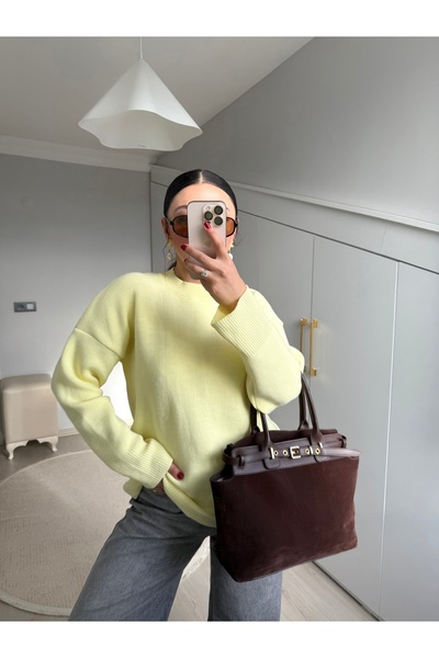 Yaren Aydın Kadın Bisiklet Yaka Oversize Triko Kazak