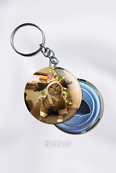 ZipZap Πρωτοχρονιάτικες γάτες- Γάτα- Χριστουγεννιάτικο στολίδι για τσάντα Μπρ...