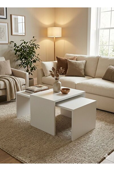 VİNMOB TV ÜNİTELERİ İKİLİ ORTA SEHPA SERVİS SEHPASI TAKIMI