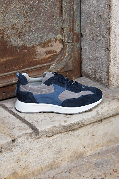 Vantaggio Zorro Navy Blue 100% Genuine Leather Men's Sneaker Shoes