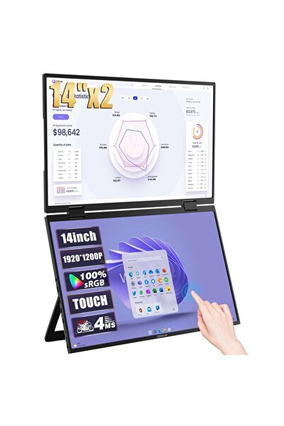 ZEUSLAP Z14W 2x14" Çift Ekran 1920*1200@60Hz  Panel Type-C 120% sRGB 400Cd/m²...