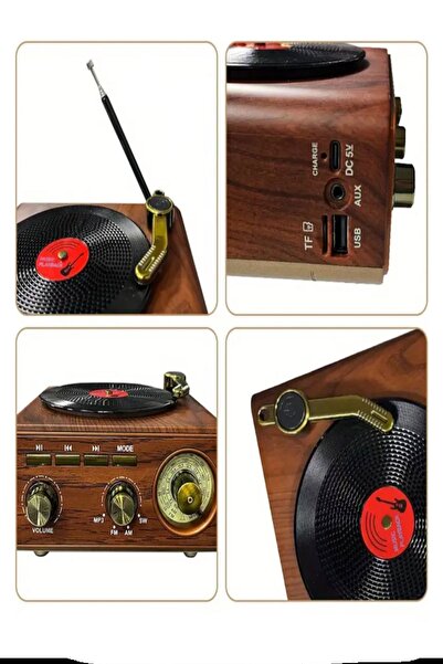 inteknoloji M-1317BT Özel Tasarım Ahşap Görünümlü Retro Vintage Nostaljik Radyo & Bluetootlu Mini Fm Radyo
