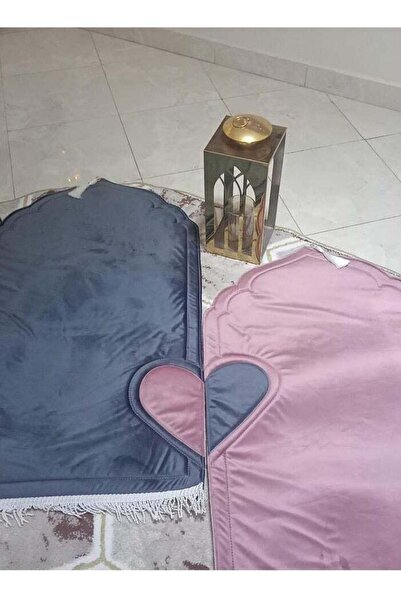 GENERAL Soft velvet heart-shaped prayer mat set with sponge, for couples