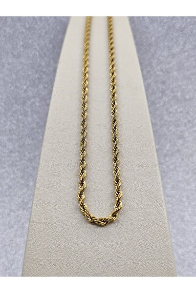 Mosso Steel Twisted Chain Gold Color Steel Necklace Standard Size
