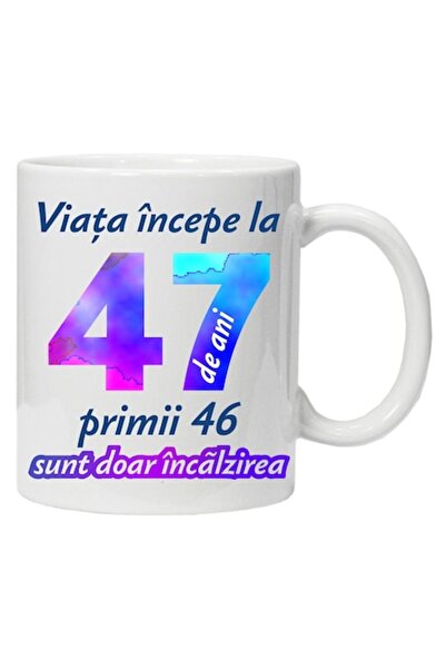 CRD PRINT Personalized mug 'Life begins at', 47 years, CRD PRINT, 330ml, white