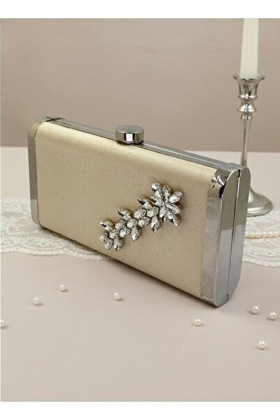 Wedding Fashion Ten Nude Complete Metal Frame and Crystal Embroidered Glittery Satin Evening Dress Bag Wedding Engagement Graduation