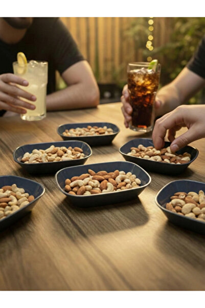 INNOX 14 cm Oval Square Boat-Shaped Appetizer & Nut Plate |   Unbreakable Polycarbonate, Anthracite (6 Pieces)