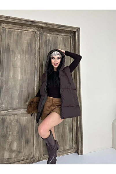 Velista Γυναικείο γιλέκο με φερμουάρ με κουκούλα φουσκωτό παλτό