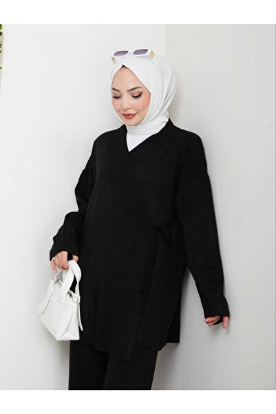 Blue Morpho Side Tie Double-Breasted Collar Women's Two-Piece Knitwear Set