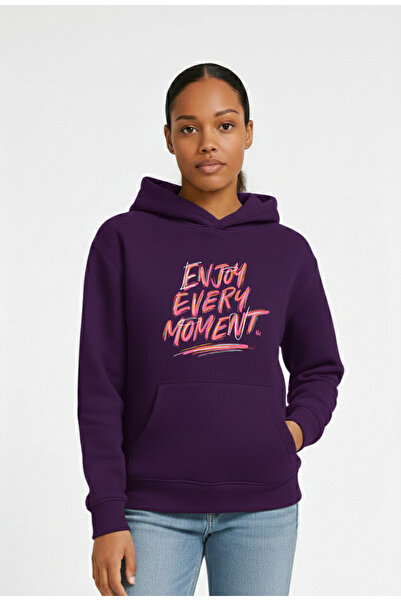 LORVEX Hanorac supradimensionat pentru femei tricou 100% bumbac ENJOY EVERY I...