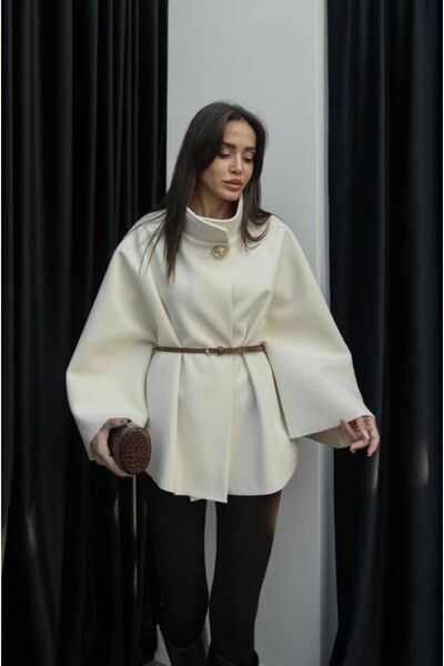 GİYSİ DÜNYASI 57 Knitted Corduroy Belted Poncho