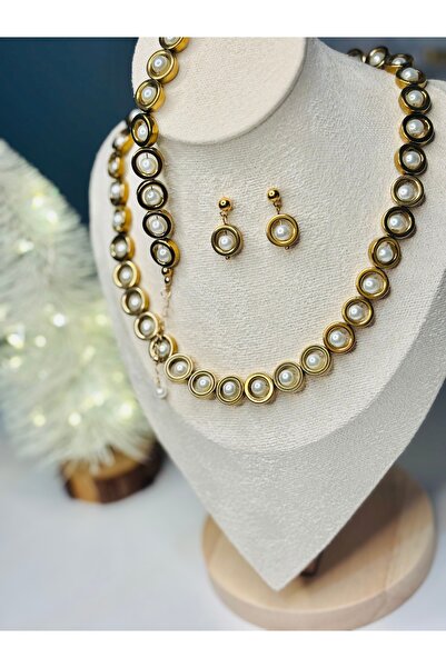 By Song Aksesuar Halka Hematite Natural Stone Glass Pearl Necklace Bracelet E...