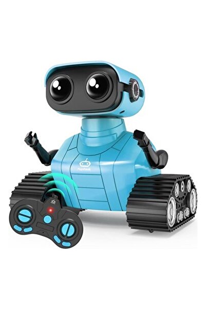 Playsheek Uzaktan Kumandalı Robot Oyuncak Şarj Edilebilir Emo Robot - Mavi