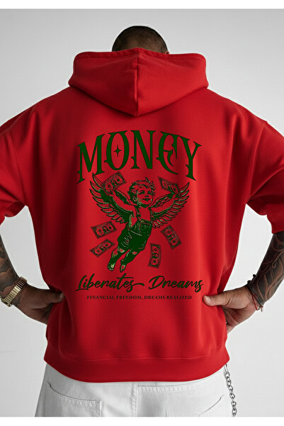 LORVEX Hanorac oversize unisex tricou 100% bumbac cu imprimeu MONEY