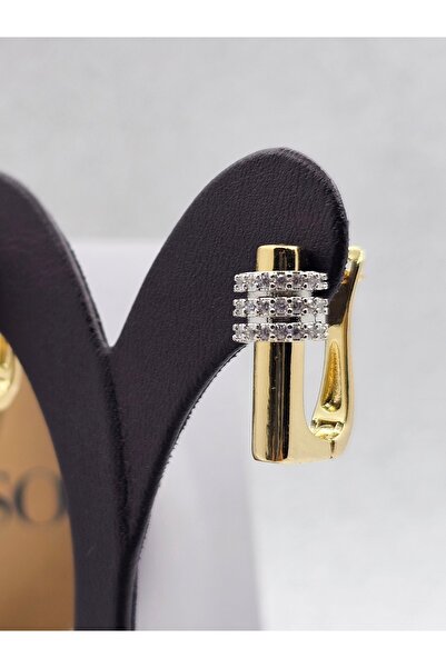 Mosso Steel أقراط فولاذية من الزركون بثلاثة صفوف من الأحجار من شوبينغ