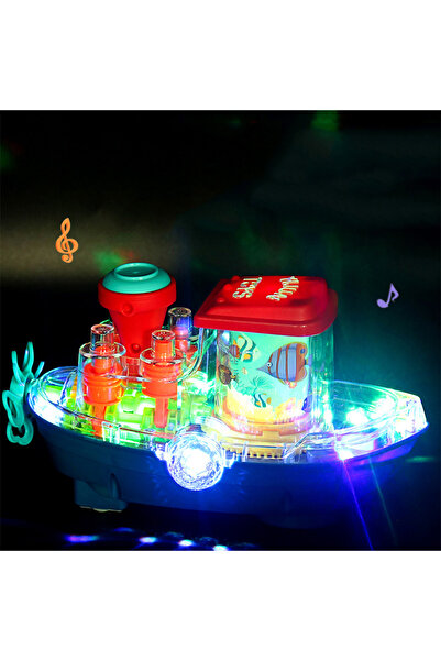 SergadiOnline.ro Multicolored toy ship with wheels, sounds and light projection