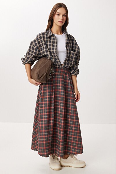 PELTEX Women's Long Plaid Skirt