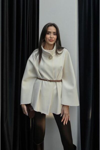 GİYSİ DÜNYASI 57 Knitted Corduroy Belted Poncho