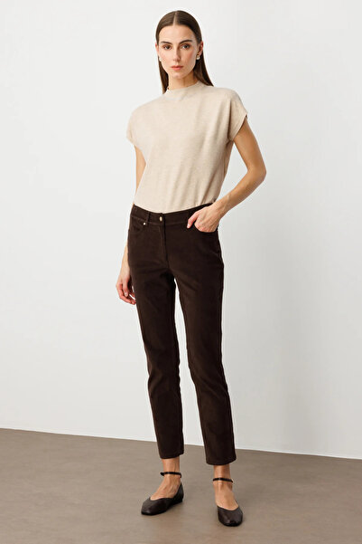 Ekol Pipe Leg Velvet Trousers-1049