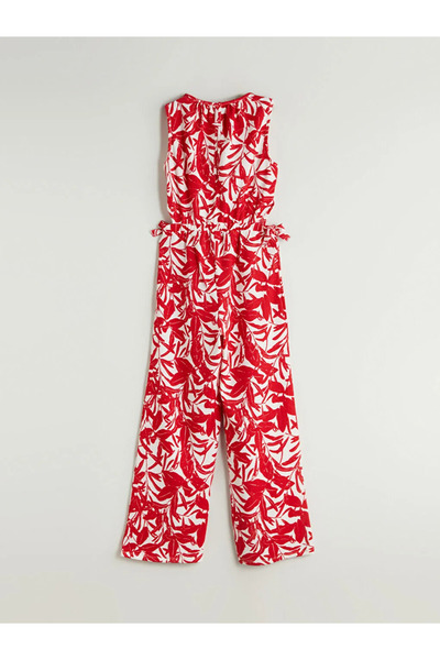 LC Waikiki Lcw Kids Ecru Crew Neck Girls' Jumpsuit