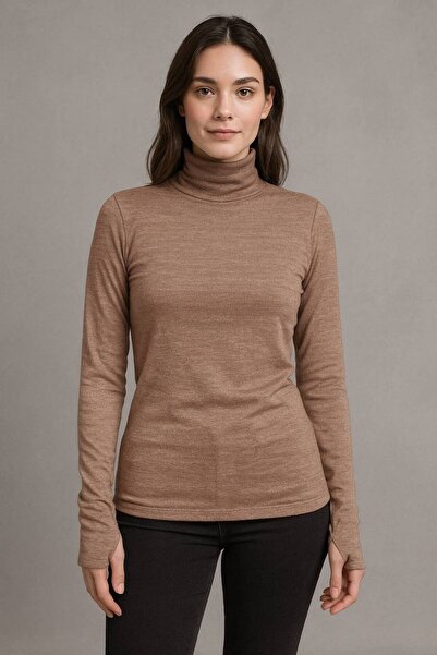 ALDAIYR Round Neck Women's Long Sleeve Stretch Fabric Bodysuit with Toes