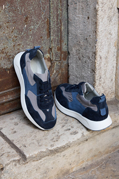 Vantaggio Zorro Navy Blue 100% Genuine Leather Men's Sneaker Shoes