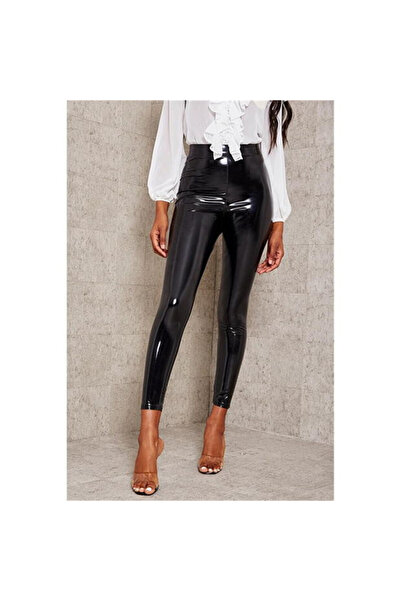 FashionForYou Латексови чорапогащи с висока талия Ammy, черни, размер S