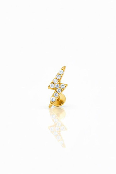 Blisse Piercing Kadın Zirkon Taşlı Şimşek Figürlü Tragus – Helix – Kıkırdak –...