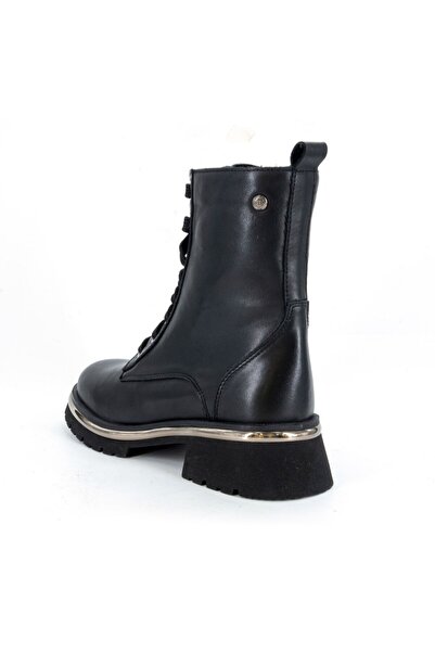 Mammamia D25Kb-4610 Black Faber Genuine Leather Women's Zippered Casual Boots