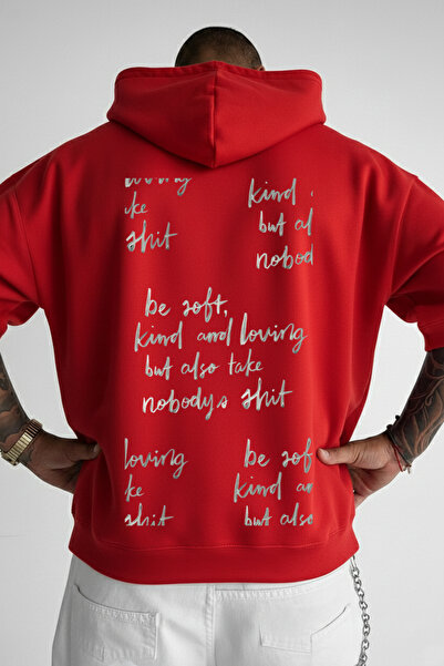 LORVEX Hoodie Oversize kroj Sa kapuljačom 100% pamuk sa otisnutim slovima KİND