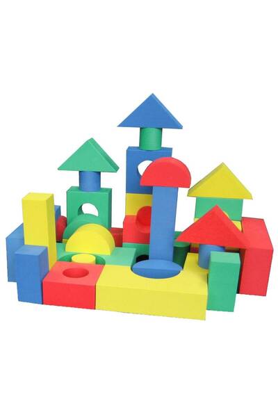 SergadiOnline.ro Cuburi de construit din buret 75 piese multicolore