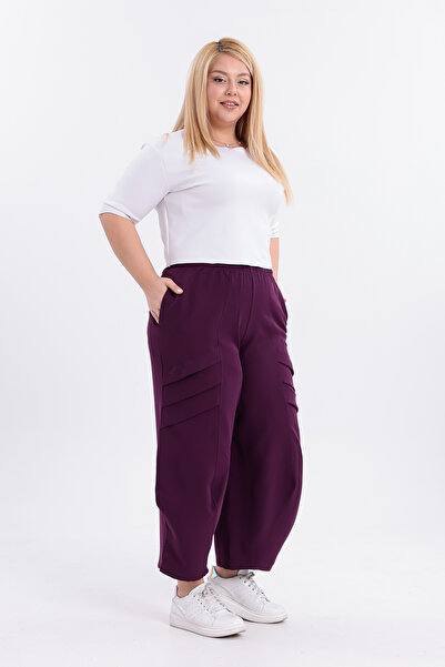 HELVEYS Special Design Pocketed Double Face Fabric Comfortable Pants with Embroidery Detail and Elastic Waist 5028