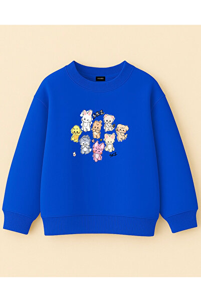 fasardi Skzoo Leebit Han Quokka Bbokari cu imprimeu supradimensionat fără șardons 3 șiruri. Hanorac unisex pentru copii cu mânecă lungă tricou