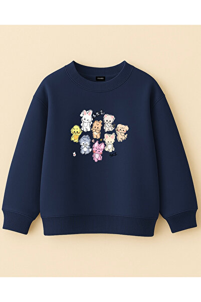 fasardi Skzoo Leebit Han Quokka Bbokari cu imprimeu supradimensionat fără șardons 3 șiruri. Hanorac unisex pentru copii cu mânecă lungă tricou