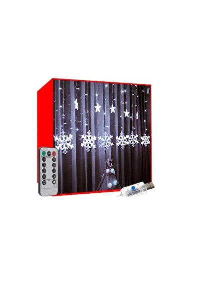 OEM Perdea luminoasă de Crăciun, fulgi de zăpadă și stele, 138 LED-uri, alb r...