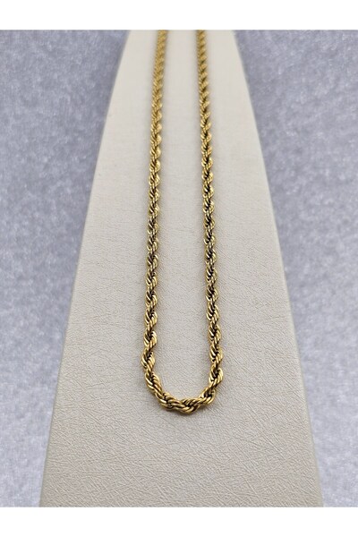 Mosso Steel Long Twist Chain Gold Color Steel Necklace