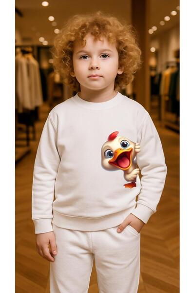 playwear Παιδικό Φούτερ Σετ με στάμπα πάπιας για κορίτσια και αγόρια, με λαιμ...