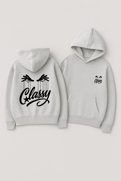 CLASSY.MODA Unisex cu glugă supradimensionat cu imprimeu Swea tricou – Imprim...