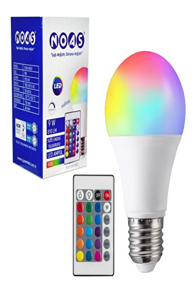 Noas 9W RGB KUMANDALI LED AMPUL E-27 DUY ( RENK DEĞİŞTİREN AMPUL )