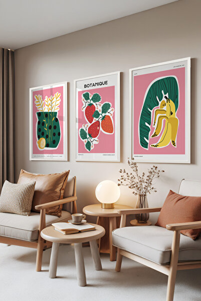 Zestia Λευκό Σετ Ζωγραφικής 3 τεμαχίων με Πλαίσιο, Σχέδια Φράουλας, Λεμονιού ...