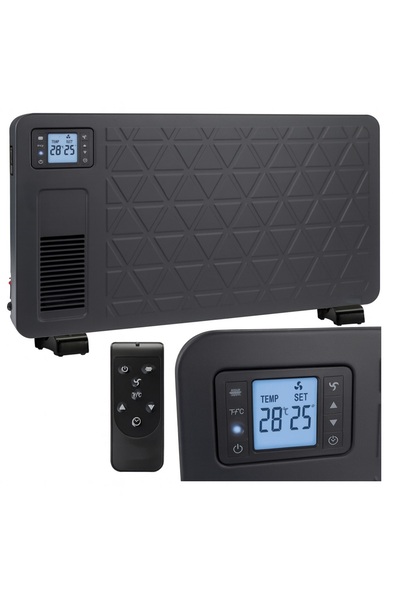 KESNUP Încălzitor electric eficient energetic cu telecomandă, convector cu ventilator, protecție la supraîncălzire, negru