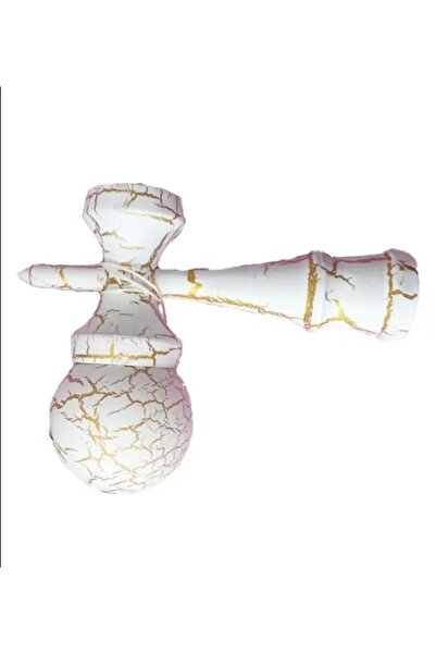 Inovius Kendama din lemn 18 cm, cracked model clasic cu design crapat, Alb cu...