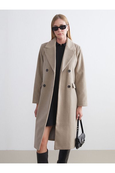 LC Waikiki Lcwaikiki Classic Jacket Collar Women's Stamp Coat