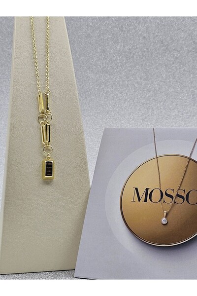 Mosso Steel Xuping Külçe Model Çelik Kolye Zincir Detaylı Gold Renk ( Standar...