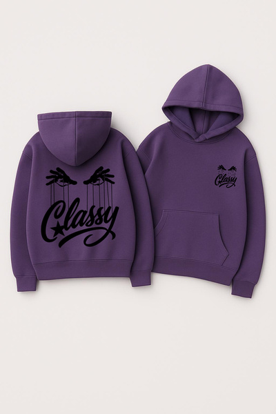 CLASSY.MODA Φούτερ Unisex με κουκούλα oversized με τύπωμα – Κομψή εκτύπωση χε...